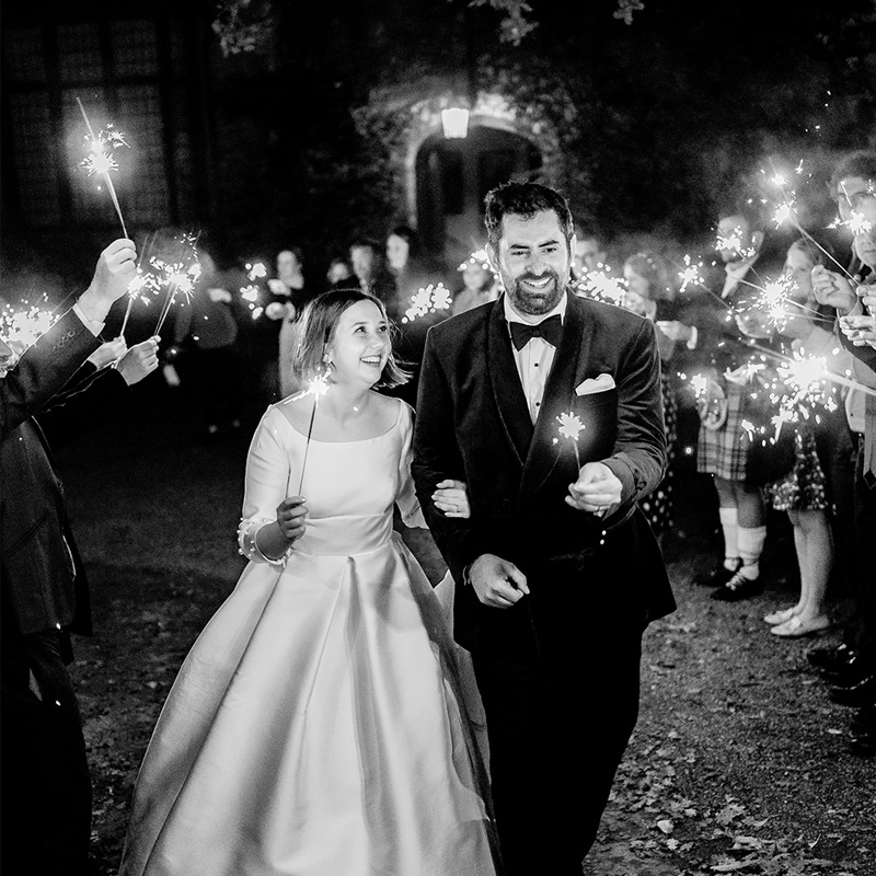 Wedding reception sparklers