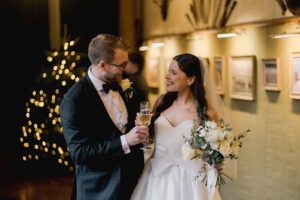 Winter wedding portraits captured at Ramster Hall in Surrey