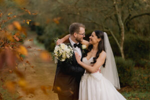 Winter exterior of Ramster Hall set up for a New Year’s Eve wedding, elegant country house wedding venue in Surrey