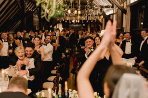 Oak beamed barn wedding venue for a winter wedding