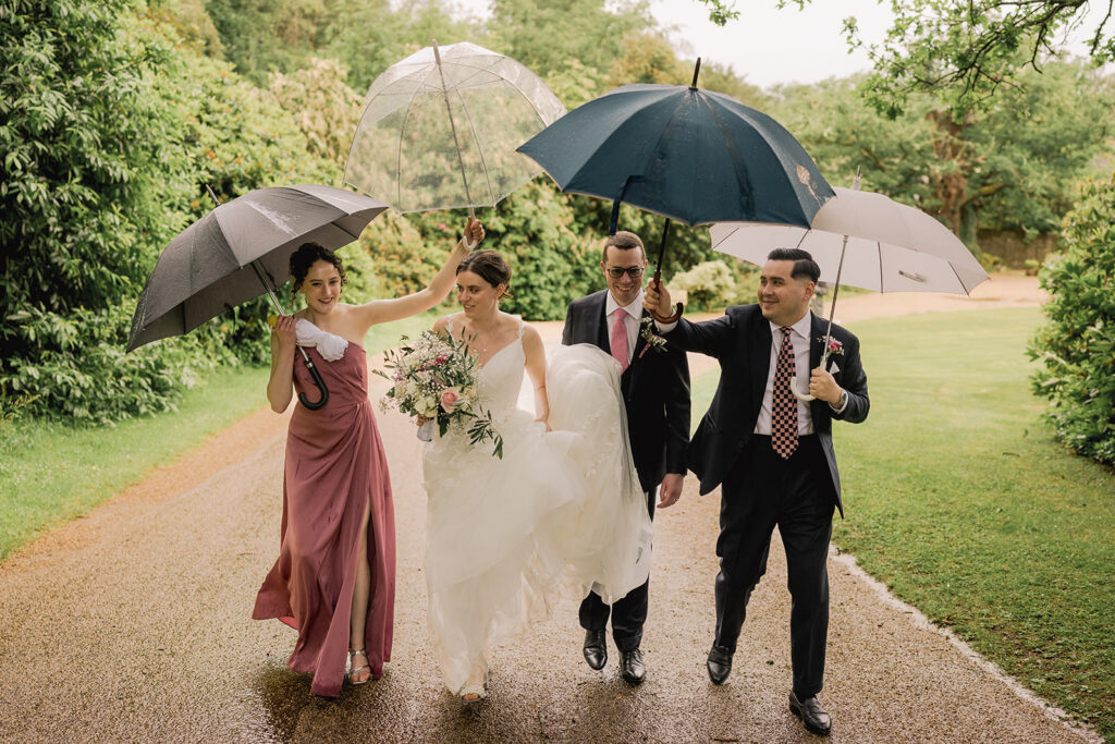 Rainy day wedding at Ramster Hall