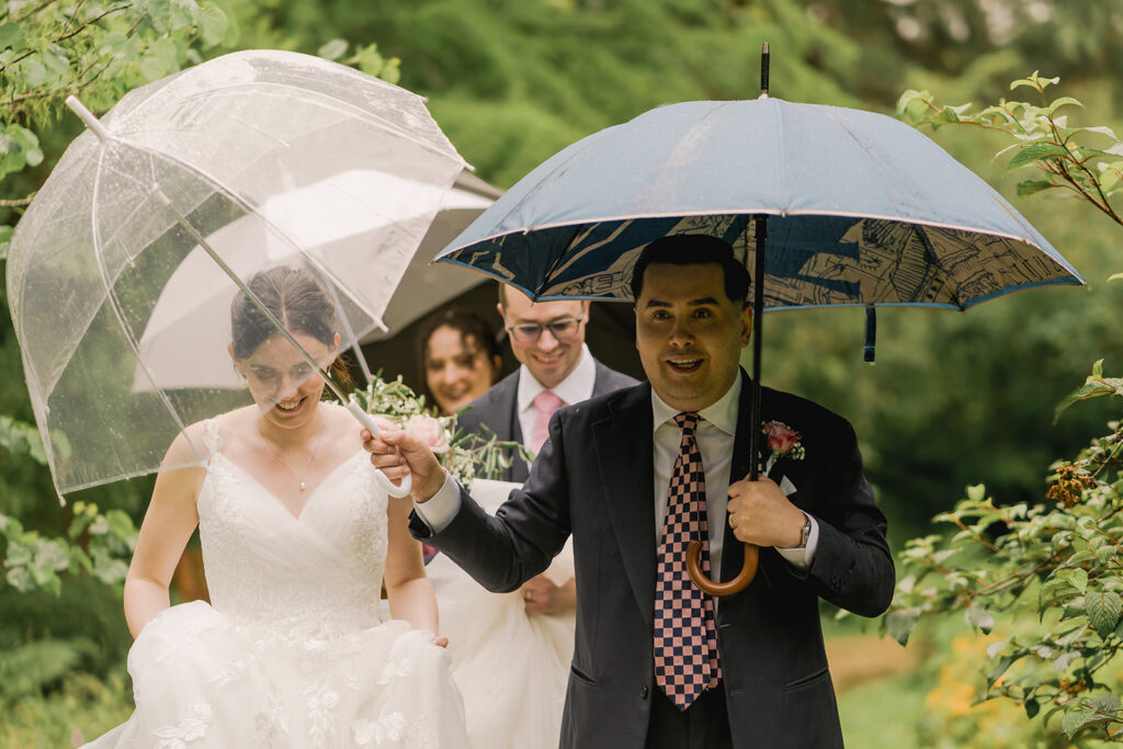 Rainy day wedding photographs