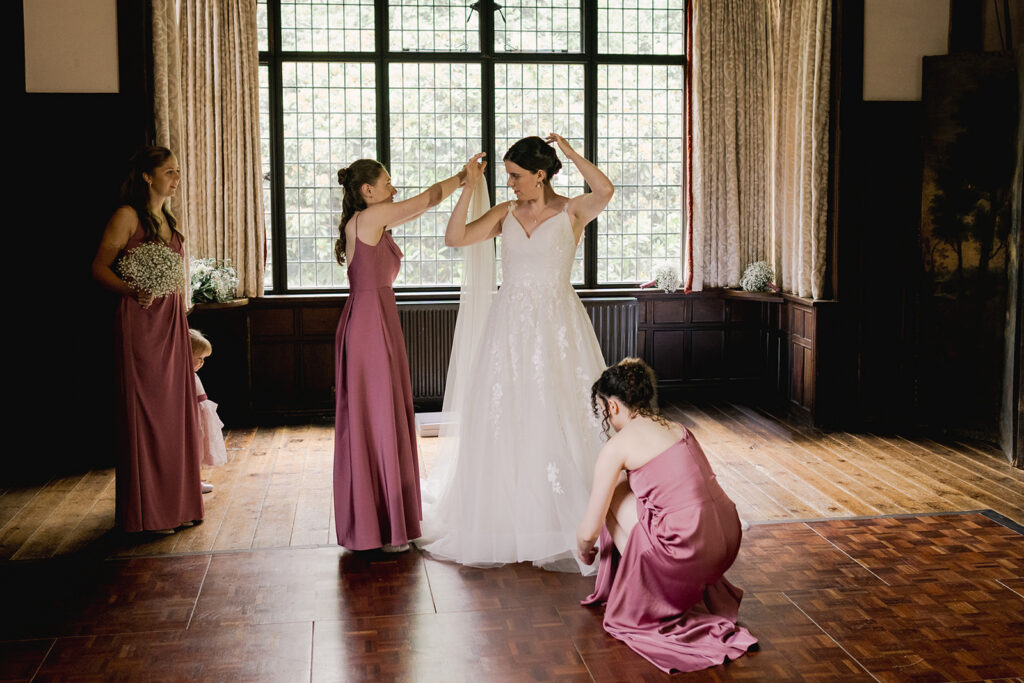 Bride preparing for her civil ceremony at a historic country house wedding venue