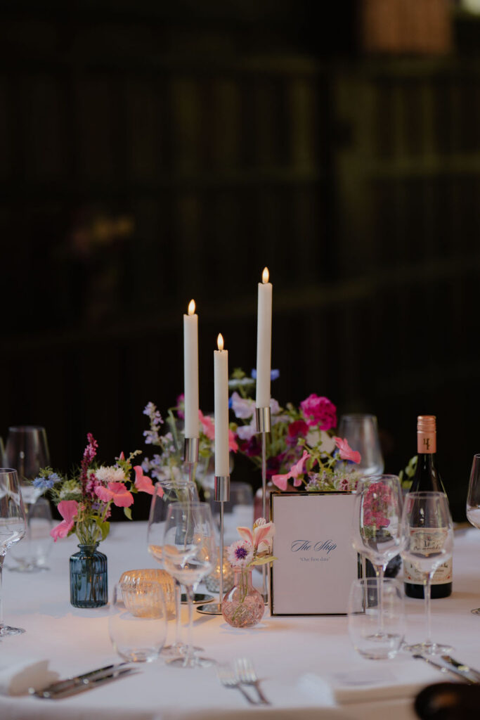 Table settings for a spring wedding